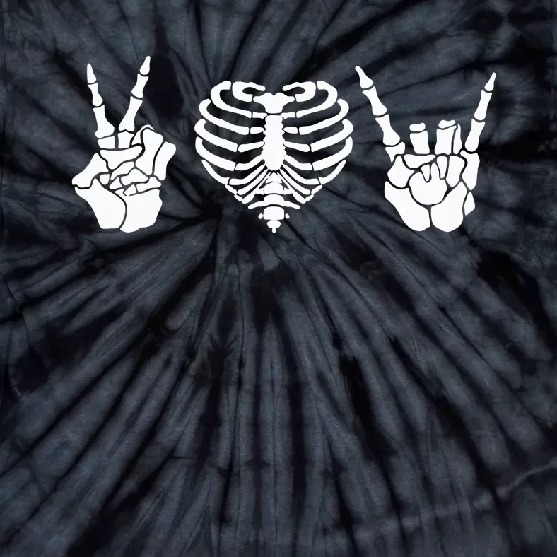 Rock & Roll Skeleton Hand Halloween Music Concert Costume Tie-Dye T-Shirt