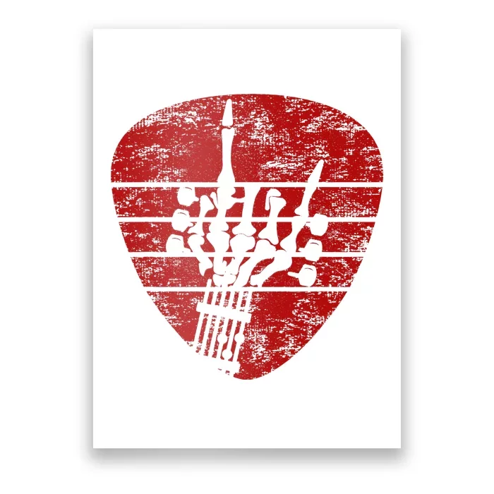 Rock & Roll Skeleton Guitar Music Lover Red Poster