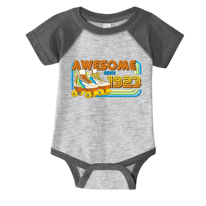 Retro Roller Skates Awesome Since 1923 100th Birthday Infant Baby Jersey Bodysuit