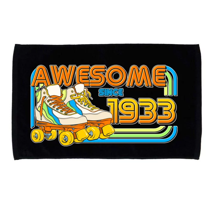 Retro Roller Skates Awesome Since 1933 90th Birthday Microfiber Hand Towel