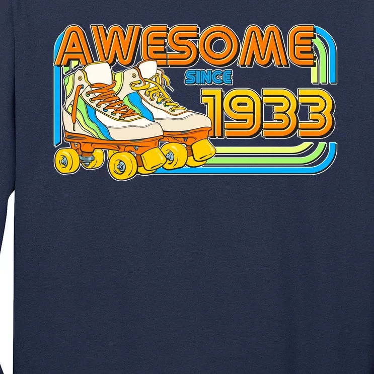 Retro Roller Skates Awesome Since 1933 90th Birthday Long Sleeve Shirt