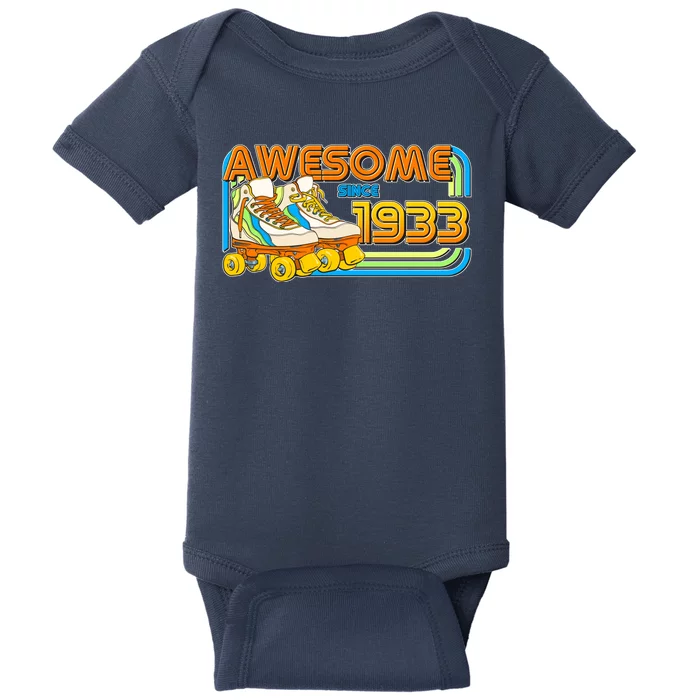 Retro Roller Skates Awesome Since 1933 90th Birthday Baby Bodysuit