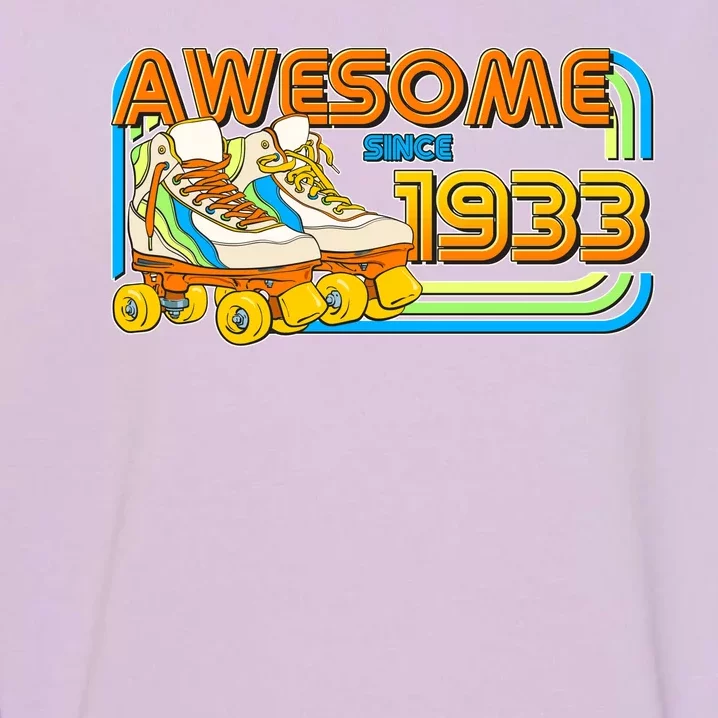 Retro Roller Skates Awesome Since 1933 90th Birthday Garment-Dyed Sweatshirt