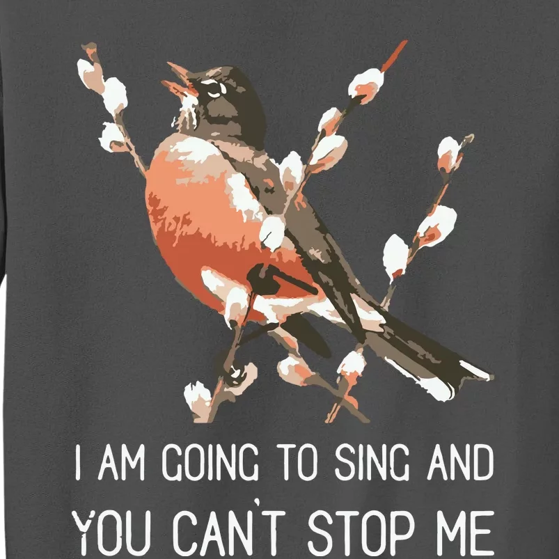 Red Robins Singing Warning Im Going To Sing Bird Lover Tall Sweatshirt