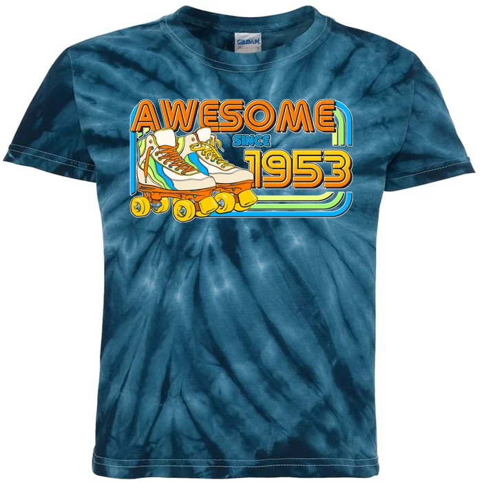 Retro Roller Skates Awesome Since 1953 70th Birthday Kids Tie-Dye T-Shirt