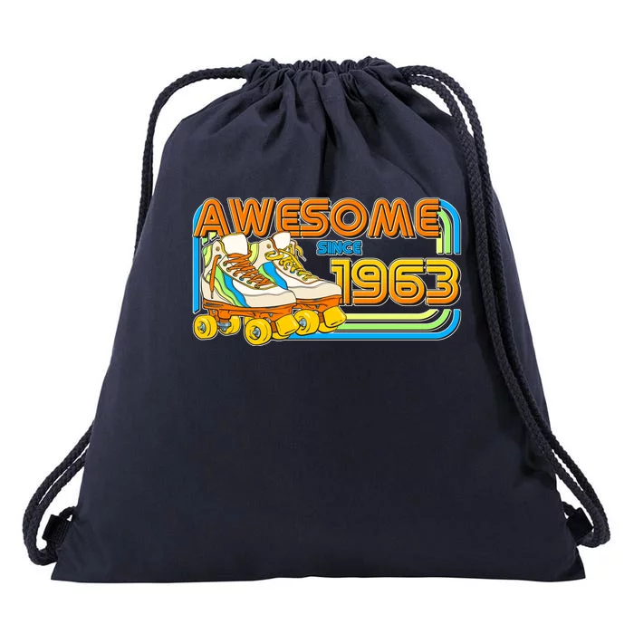 Retro Roller Skates Awesome Since 1963 60th Birthday Drawstring Bag