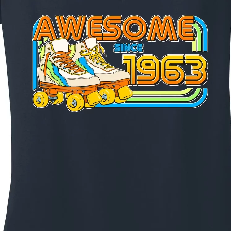 Retro Roller Skates Awesome Since 1963 60th Birthday Women's V-Neck T-Shirt