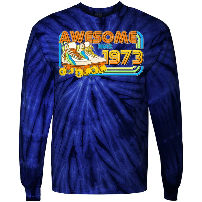 Retro Roller Skates Awesome Since 1973 50th Birthday Tie-Dye Long Sleeve Shirt