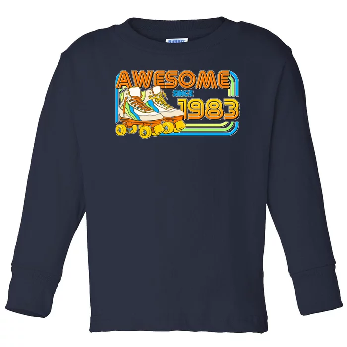 Retro Roller Skates Awesome Since 1983 40th Birthday Toddler Long Sleeve Shirt