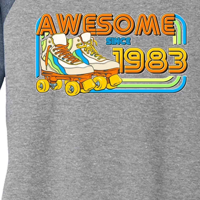 Retro Roller Skates Awesome Since 1983 40th Birthday Women's Tri-Blend 3/4-Sleeve Raglan Shirt