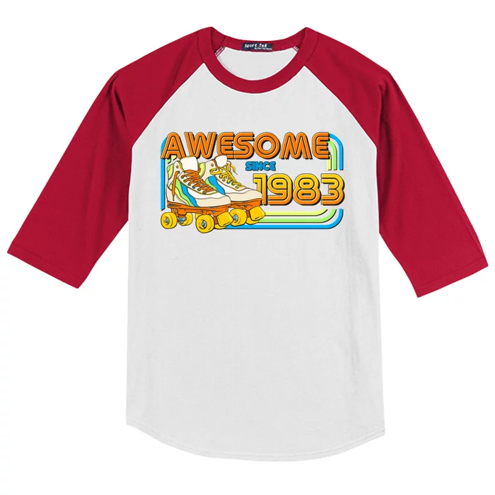 Retro Roller Skates Awesome Since 1983 40th Birthday Kids Colorblock Raglan Jersey