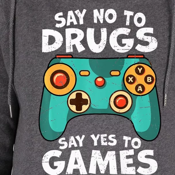 Red Ribbon Squad Week Say No to Drugs Say Yes to Video Games Womens Funnel Neck Pullover Hood