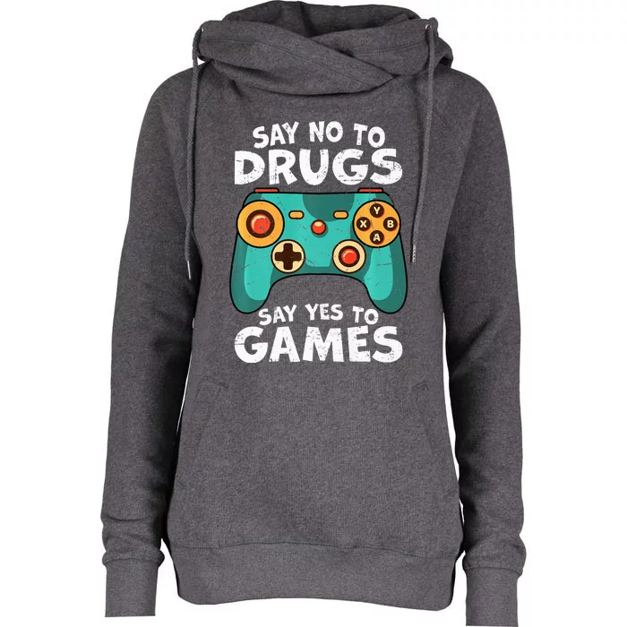 Red Ribbon Squad Week Say No to Drugs Say Yes to Video Games Womens Funnel Neck Pullover Hood