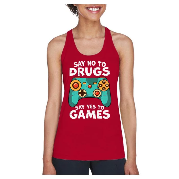 Red Ribbon Squad Week Say No to Drugs Say Yes to Video Games Women's Racerback Tank