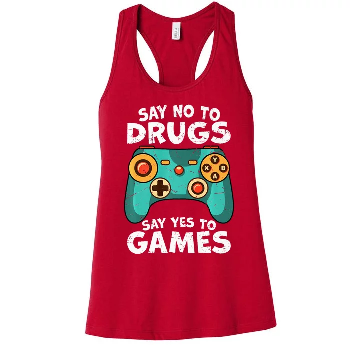 Red Ribbon Squad Week Say No to Drugs Say Yes to Video Games Women's Racerback Tank