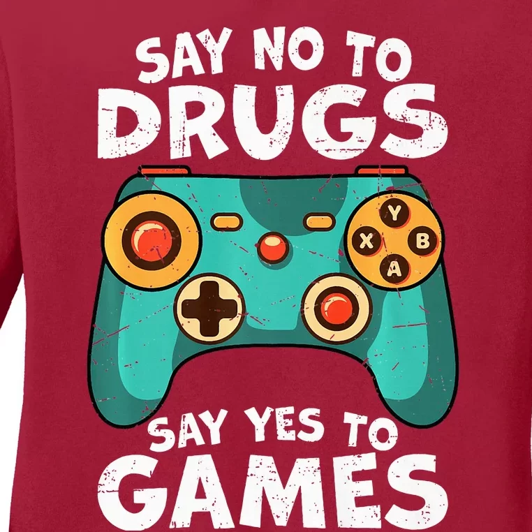 Red Ribbon Squad Week Say No to Drugs Say Yes to Video Games Ladies Long Sleeve Shirt