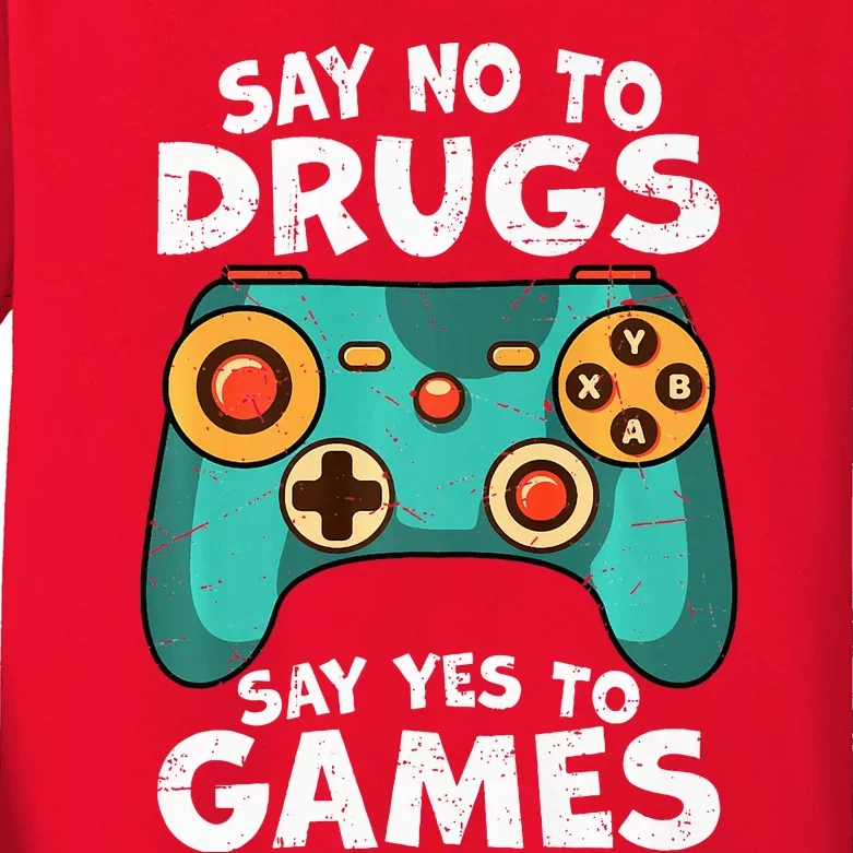 Red Ribbon Squad Week Say No to Drugs Say Yes to Video Games Kids Long Sleeve Shirt