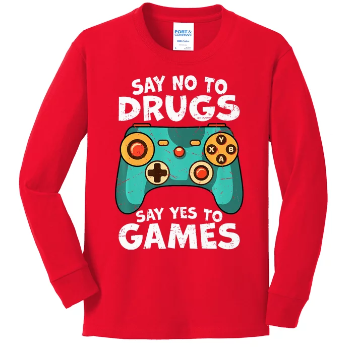 Red Ribbon Squad Week Say No to Drugs Say Yes to Video Games Kids Long Sleeve Shirt