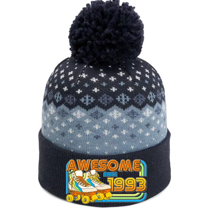 Retro Roller Skates Awesome Since 1993 30th Birthday The Baniff Cuffed Pom Beanie