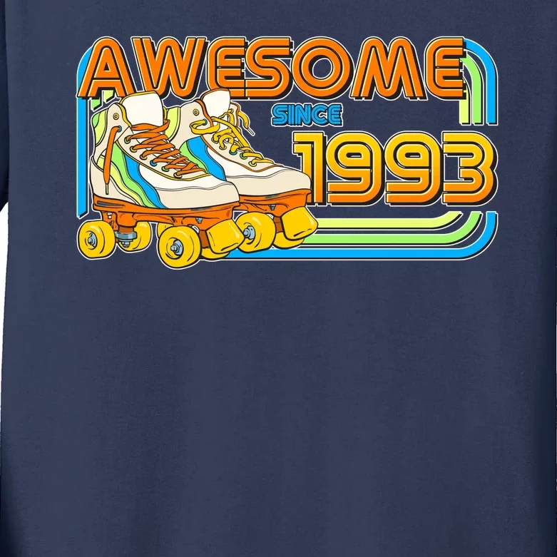 Retro Roller Skates Awesome Since 1993 30th Birthday Kids Long Sleeve Shirt