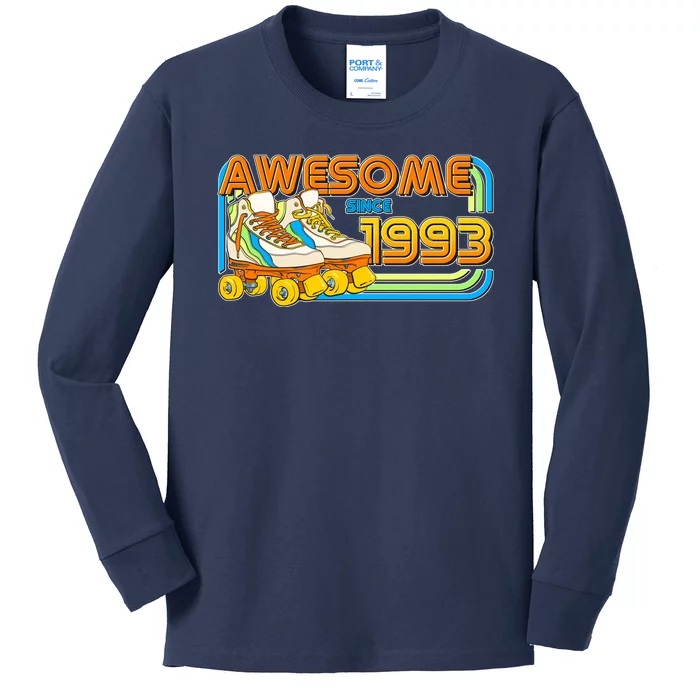 Retro Roller Skates Awesome Since 1993 30th Birthday Kids Long Sleeve Shirt