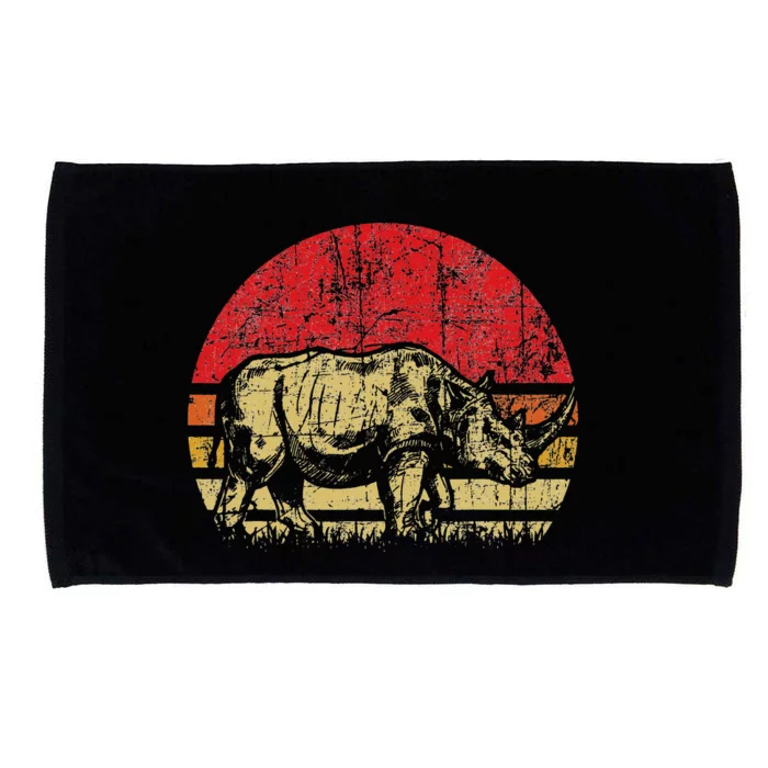 Retro Rhinoceros Safari Rhino Lover Endangered Animals Microfiber Hand Towel