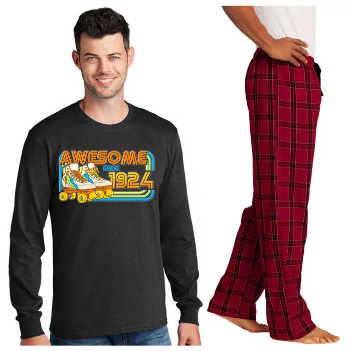 Retro Roller Skates Awesome Since 1924 100th Birthday Long Sleeve Pajama Set