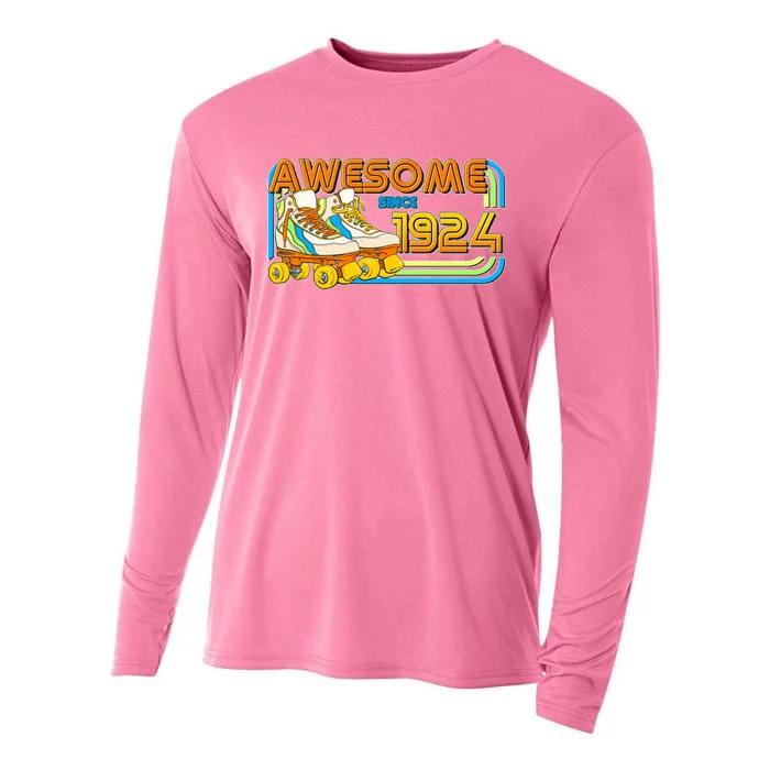 Retro Roller Skates Awesome Since 1924 100th Birthday Cooling Performance Long Sleeve Crew