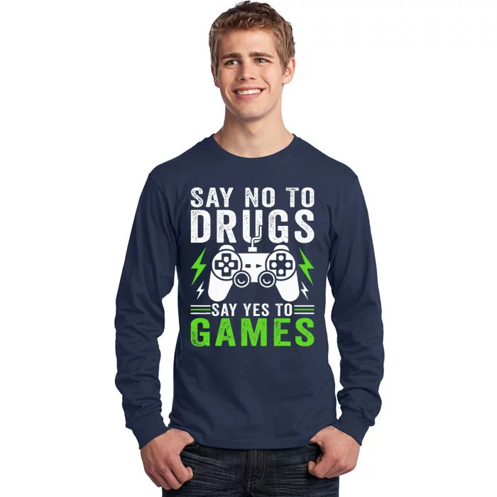 Red Ribbon Squad Week Say No to Drugs Say Yes to Video Games Tall Long Sleeve T-Shirt