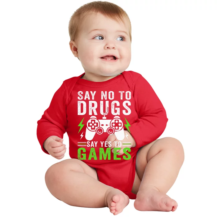 Red Ribbon Squad Week Say No to Drugs Say Yes to Video Games Baby Long Sleeve Bodysuit