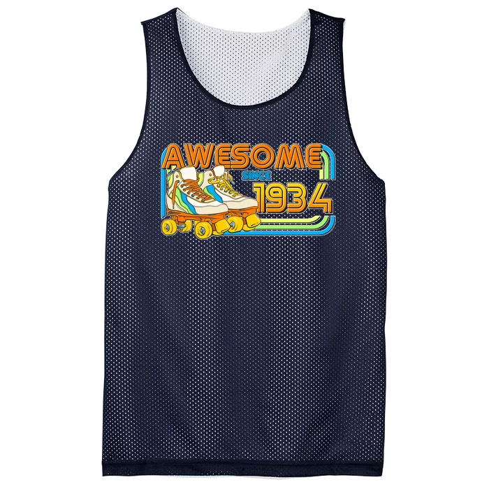 Retro Roller Skates Awesome Since 1934 90th Birthday Mesh Reversible Basketball Jersey Tank