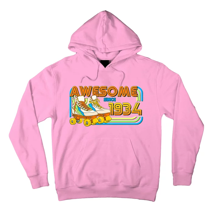 Retro Roller Skates Awesome Since 1934 90th Birthday Hoodie