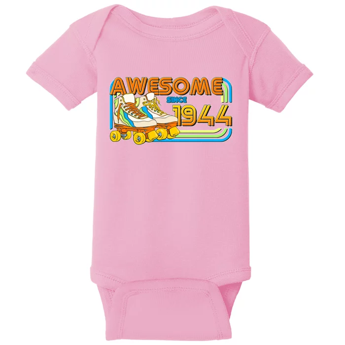 Retro Roller Skates Awesome Since 1944 80th Birthday Baby Bodysuit