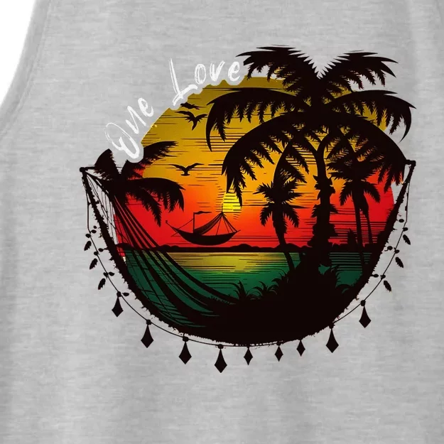 Rasta Reggae Sunset One Pride Love Rastafari Jamaican Ladies Tri-Blend Wicking Tank