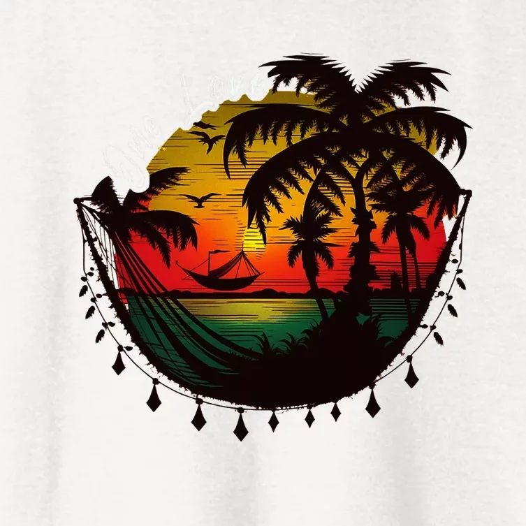 Rasta Reggae Sunset One Pride Love Rastafari Jamaican Women's Crop Top Tee