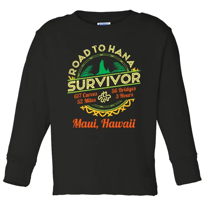 RJC Road To Hana Survivor Maui Hawaii Trip Adventure Toddler Long Sleeve Shirt