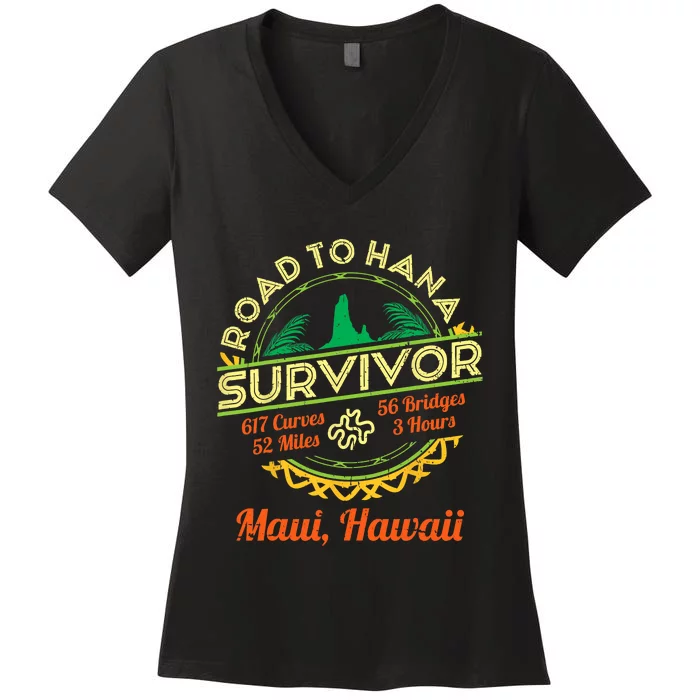 RJC Road To Hana Survivor Maui Hawaii Trip Adventure Women's V-Neck T-Shirt