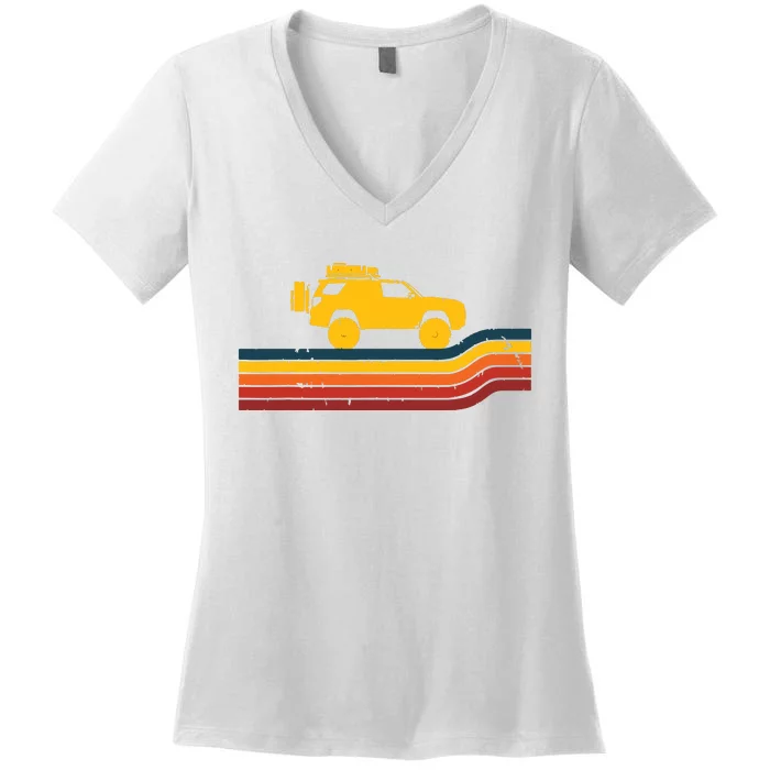 Retro Runner Tracks 4x4 Offload Camping Women's V-Neck T-Shirt