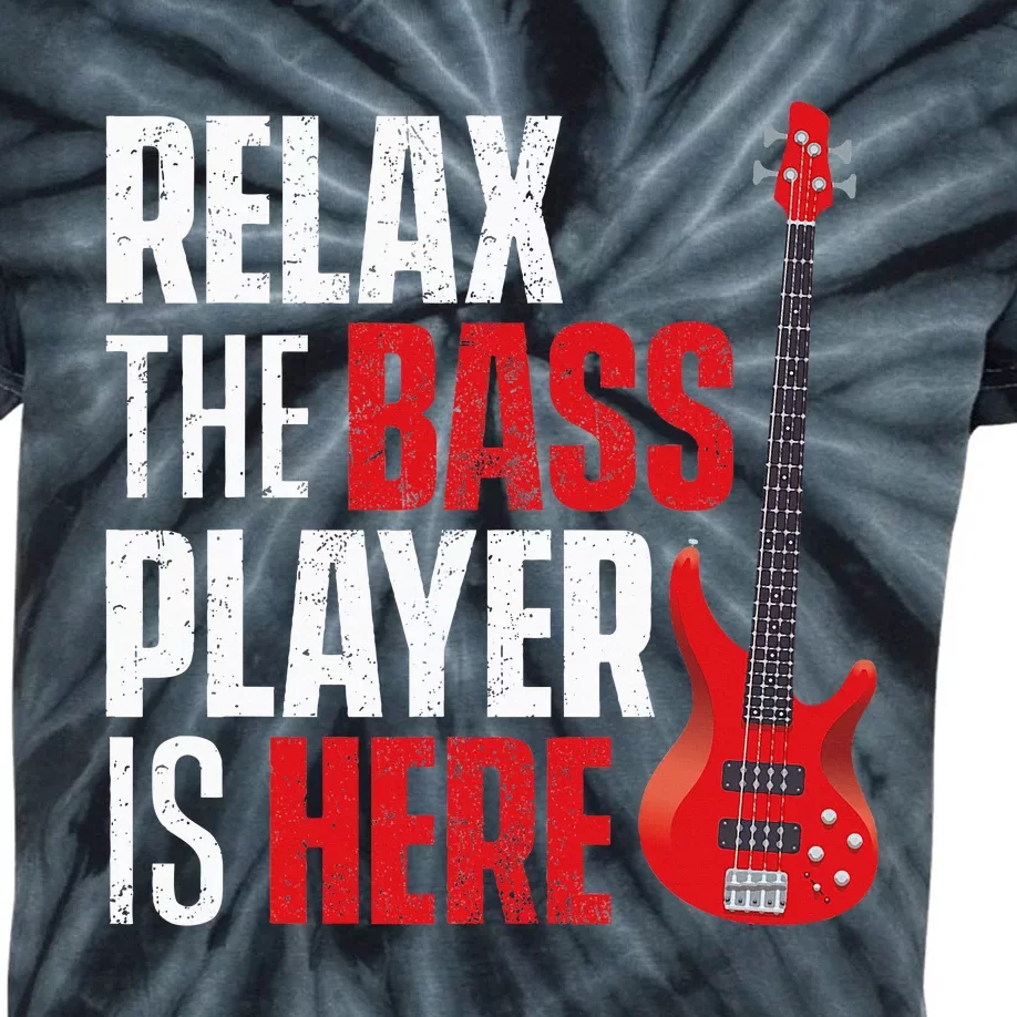 retro Relax The Bass Player Is Here  Bassist Guitarist Kids Tie-Dye T-Shirt