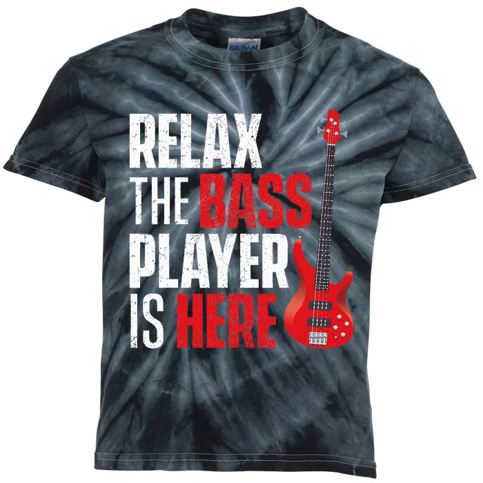 retro Relax The Bass Player Is Here  Bassist Guitarist Kids Tie-Dye T-Shirt