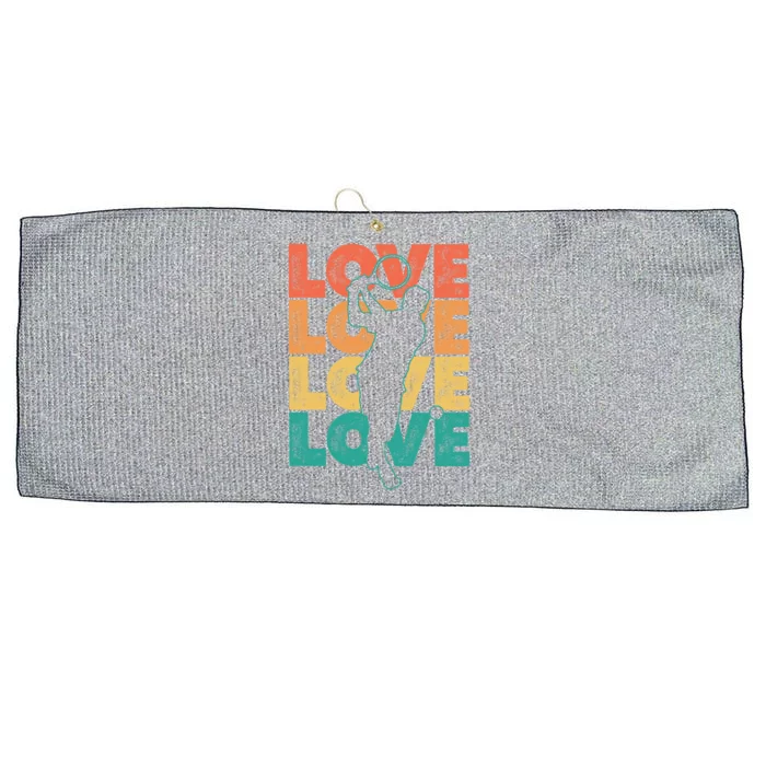 Retro Racquet Tennis Love Word Theme Graphic Design Gift Large Microfiber Waffle Golf Towel