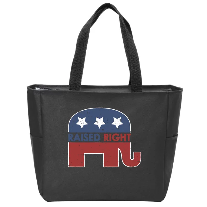 Raised Right T Elephant Pro Trump 2020 Red Vote Gift Zip Tote Bag