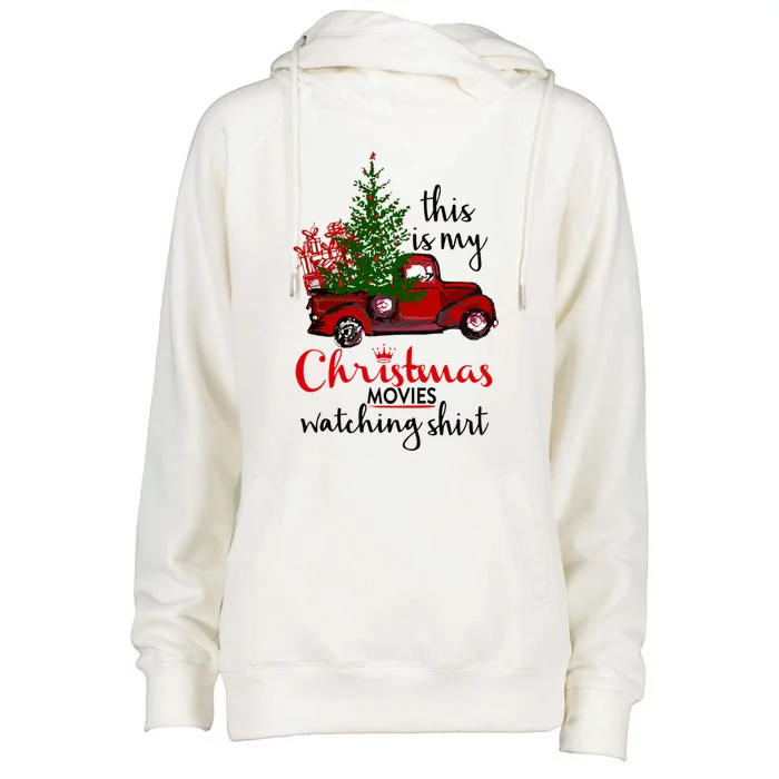 Retro Red Truck This Is My Christmas Movie Watching Gift Great Gift Womens Funnel Neck Pullover Hood