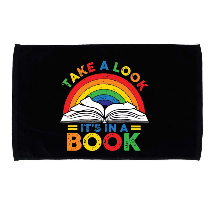 Retro Rainbow Take A Look Its In A Book Reading Bookworm Microfiber Hand Towel