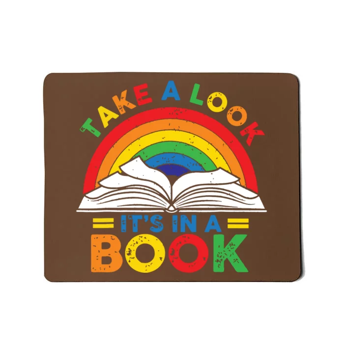 Retro Rainbow Take A Look Its In A Book Reading Bookworm Mousepad