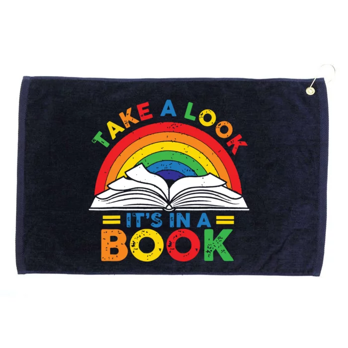 Retro Rainbow Take A Look Its In A Book Reading Bookworm Grommeted Golf Towel