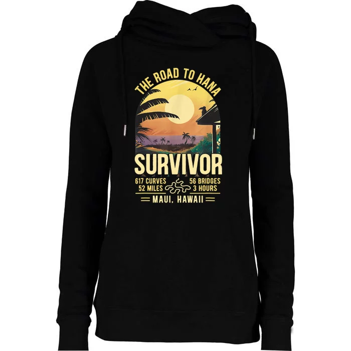 RJC Road To Hana Survivor Maui Hawaii Trip Adventure Womens Funnel Neck Pullover Hood