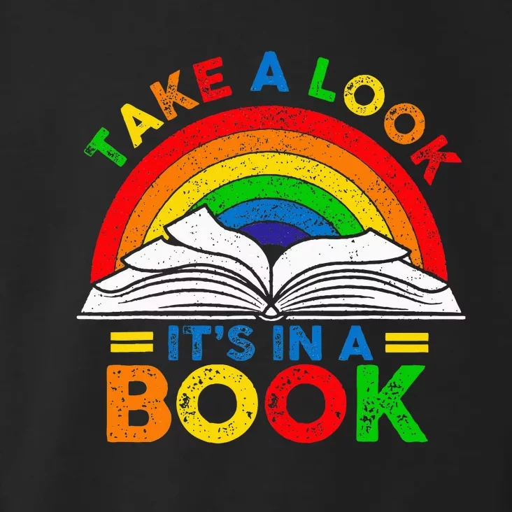 Retro Rainbow Take A Look ItS In A Book Reading Bookworm Toddler Hoodie