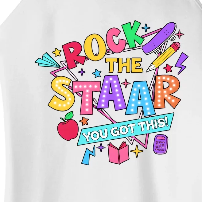 Retro Rock The Staar You Got This Test Day Funny Women’s Perfect Tri Rocker Tank