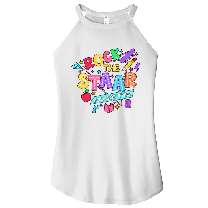 Retro Rock The Staar You Got This Test Day Funny Women’s Perfect Tri Rocker Tank